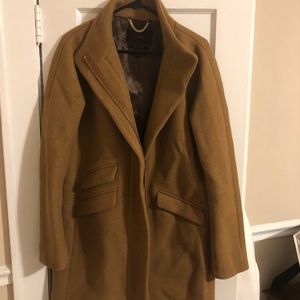 J crew cocoon coat stadium cloth wool in camel